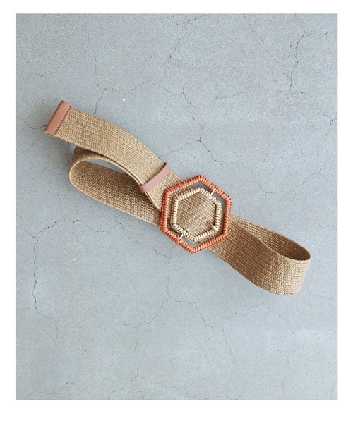 cawaii（カワイイ）の「六角形バックルのストロー風ベルト（ベルト・レディース・ベージュ・FREE）」の8枚目の写真