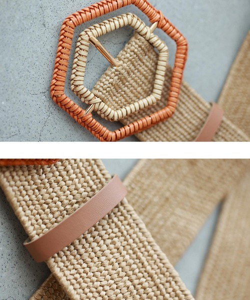 cawaii（カワイイ）の「六角形バックルのストロー風ベルト（ベルト・レディース・ベージュ・FREE）」の9枚目の写真