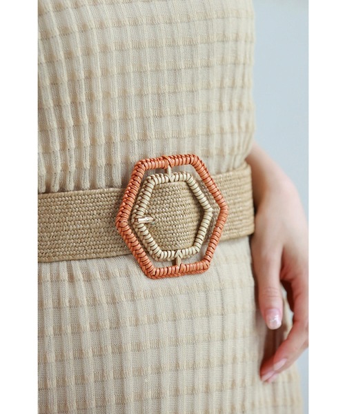 cawaii（カワイイ）の「六角形バックルのストロー風ベルト（ベルト・レディース・ベージュ・FREE）」の11枚目の写真