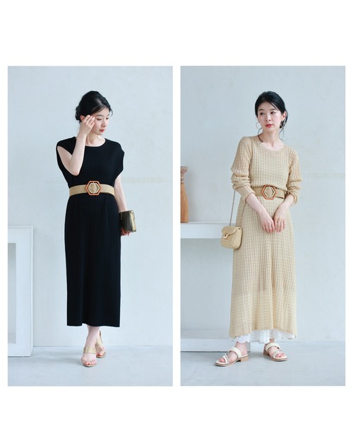 cawaii（カワイイ）の「六角形バックルのストロー風ベルト（ベルト・レディース・ベージュ・FREE）」の4枚目の写真