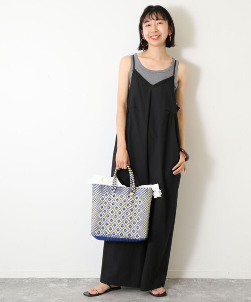 SLOBE IENA(スローブイエナ)の「キャミ オールインワン(つなぎ/オールインワン・レディース・ブラック/アイボリー・FREE)」の3枚目の写真