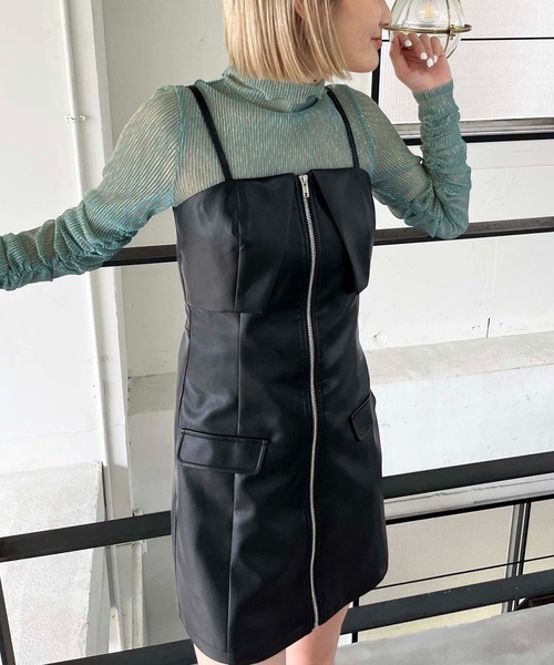 SPIRALGIRL（スパイラルガール）の「ラメプリーツインナートップス（Tシャツ/カットソー・レディース・ブラック/グリーン/シルバー・FREE）」の3枚目の写真