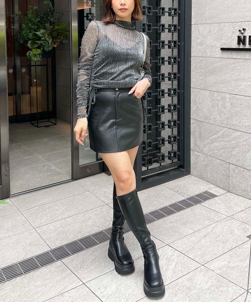 SPIRALGIRL（スパイラルガール）の「ラメプリーツインナートップス（Tシャツ/カットソー・レディース・ブラック/グリーン/シルバー・FREE）」の13枚目の写真