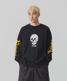 【牡蠣】XLARGE ブラック クルーネックスウェット S 10．0oz クルーネック スウェット（裏パイル）＜アダルト