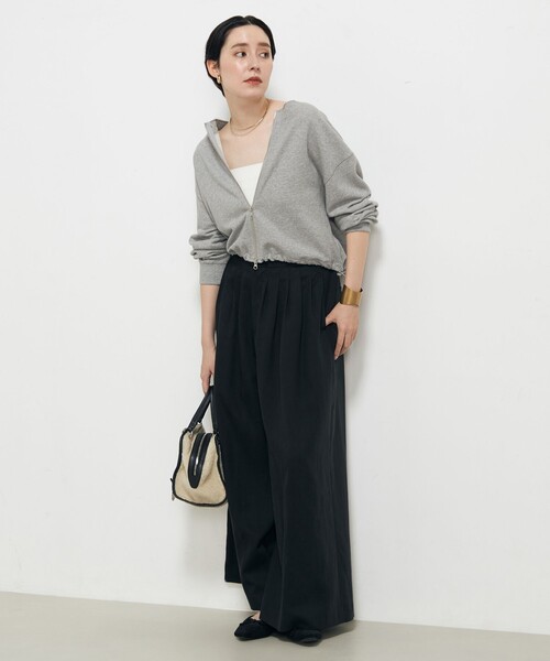 NOLLEY’S(ノーリーズ)の「ヴィンテージ裏毛ショートブルゾン(ブルゾン・レディース・グレイッシュベージュ/ライトグレー・FREE)」の7枚目の写真