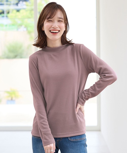 Viola e Viola(ヴィオラエヴィオラ)の「≪温リブ≫裏起毛プルオーバー(プチハイネック)(Tシャツ/カットソー・レディース・ブラック/グレー/グレイッシュブルー/スモークピンク/アイボリー/ボルドー・L/LL/3L/4L/5L/M)」の17枚目の写真