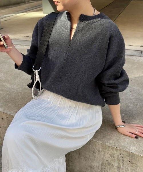 セール】ジップスウェットライクニット/新色追加/WEB限定カラー展開