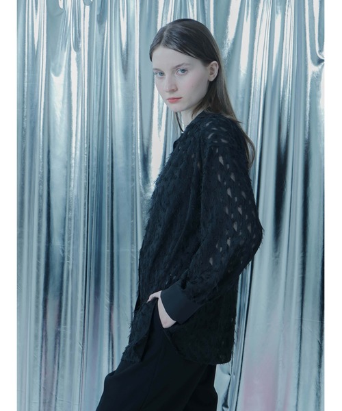 :ETHROF(イーサオブ)の「FRINGE JACQUARD 2WAY SHIRT(シャツ/ブラウス・レディース・ブラック・FREE)」の13枚目の写真