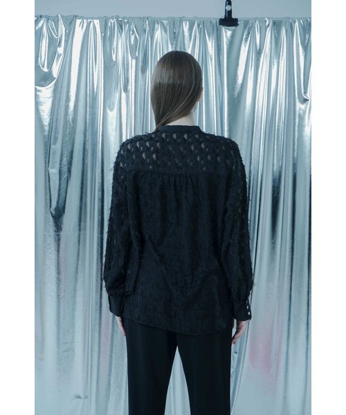 :ETHROF(イーサオブ)の「FRINGE JACQUARD 2WAY SHIRT(シャツ/ブラウス・レディース・ブラック・FREE)」の7枚目の写真