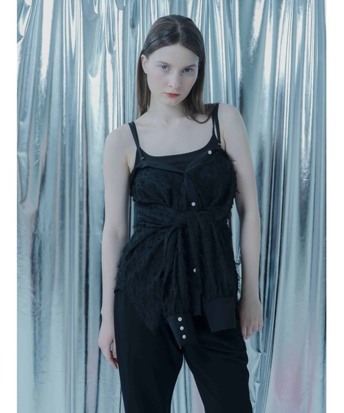 :ETHROF(イーサオブ)の「FRINGE JACQUARD 2WAY SHIRT(シャツ/ブラウス・レディース・ブラック・FREE)」の10枚目の写真