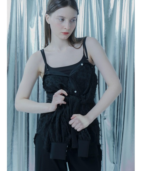 :ETHROF(イーサオブ)の「FRINGE JACQUARD 2WAY SHIRT(シャツ/ブラウス・レディース・ブラック・FREE)」の11枚目の写真