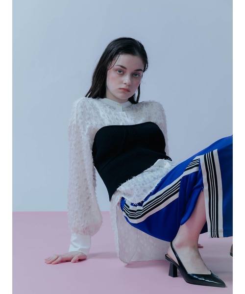 :ETHROF(イーサオブ)の「FRINGE JACQUARD 2WAY SHIRT(シャツ/ブラウス・レディース・ブラック・FREE)」の3枚目の写真