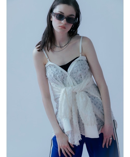 :ETHROF(イーサオブ)の「FRINGE JACQUARD 2WAY SHIRT(シャツ/ブラウス・レディース・ブラック・FREE)」の6枚目の写真