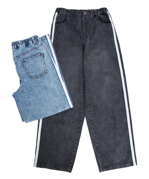 GLAZOS（グラソス）の「デニム・配色ラインパンツ（その他パンツ・キッズ・ライトブルー/ブラック・S/M/L/LL）」の6枚目の写真