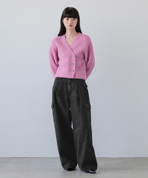 yuw（ユウ）の「ウールブレンドカシュクールカーディガン　144123（カーディガン/ボレロ・レディース・ネイビー/ピンク・FREE）」の13枚目の写真