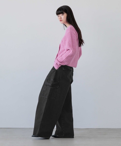 yuw（ユウ）の「ウールブレンドカシュクールカーディガン　144123（カーディガン/ボレロ・レディース・ネイビー/ピンク・FREE）」の14枚目の写真
