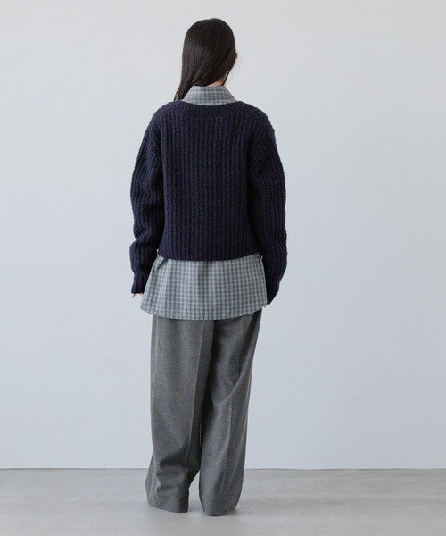 yuw（ユウ）の「ウールブレンドカシュクールカーディガン　144123（カーディガン/ボレロ・レディース・ネイビー/ピンク・FREE）」の19枚目の写真