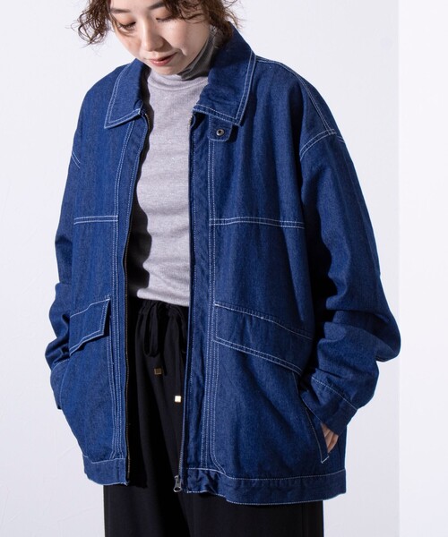 GLOSTER(グロスター)の「【GLOSTER/グロスター】DENIM/デニム ジップブルゾン(ブルゾン・メンズ・ライトブルー/ブラック/インディゴブルー・M/L)」の3枚目の写真