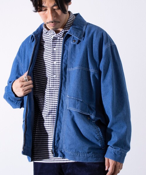 GLOSTER(グロスター)の「【GLOSTER/グロスター】DENIM/デニム ジップブルゾン(ブルゾン・メンズ・ライトブルー/ブラック/インディゴブルー・M/L)」の1枚目の写真