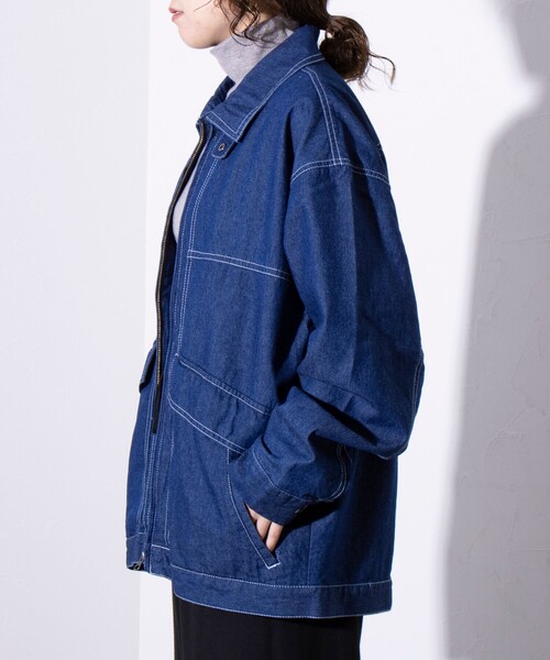 GLOSTER(グロスター)の「【GLOSTER/グロスター】DENIM/デニム ジップブルゾン(ブルゾン・メンズ・ライトブルー/ブラック/インディゴブルー・M/L)」の5枚目の写真