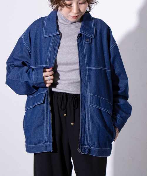 GLOSTER(グロスター)の「【GLOSTER/グロスター】DENIM/デニム ジップブルゾン(ブルゾン・メンズ・ライトブルー/ブラック/インディゴブルー・M/L)」の7枚目の写真
