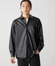 BENCH MARKING SHIRT: レギュラーカラー 合成皮革 シャツ