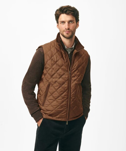 BROOKS BROTHERS（ブルックスブラザーズ）の「ポリエステル モックネック キルティングベスト（その他アウター・メンズ・ネイビー/ブラウン・MEDIUM/LARGE/SMALL/X-LARGE）」の2枚目の写真