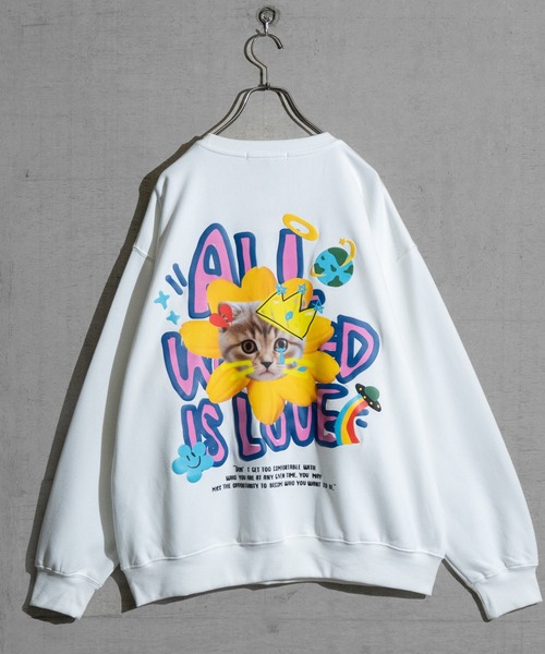 JOHN'S CLOSET（ジョンズクローゼット）の「【13】デジタルプリント＆発砲プリント ビッグトレーナー（スウェット・メンズ・ブラック/ホワイト系その他/オフホワイト/ブラック系その他・LARGE/MEDIUM）」の6枚目の写真