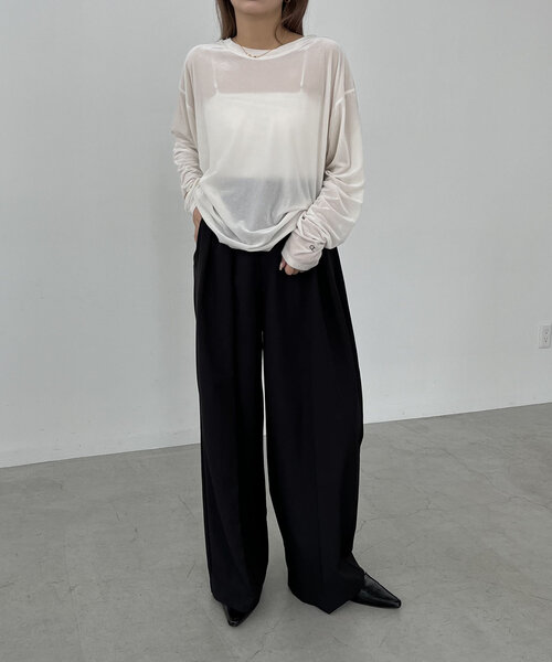 CAPRICIEUX LE'MAGE(カプリシューレマージュ)の「【C.L】シアーベロアロンT(Tシャツ/カットソー・レディース・ブラック/ホワイト系その他/グレイッシュベージュ・FREE)」の7枚目の写真