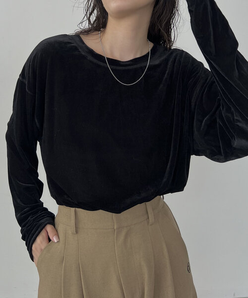 CAPRICIEUX LE'MAGE(カプリシューレマージュ)の「【C.L】シアーベロアロンT(Tシャツ/カットソー・レディース・ブラック/ホワイト系その他/グレイッシュベージュ・FREE)」の13枚目の写真