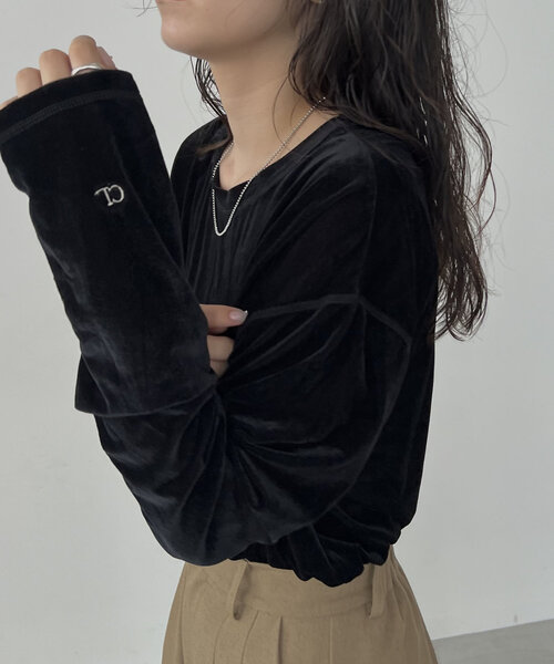 CAPRICIEUX LE'MAGE(カプリシューレマージュ)の「【C.L】シアーベロアロンT(Tシャツ/カットソー・レディース・ブラック/ホワイト系その他/グレイッシュベージュ・FREE)」の18枚目の写真