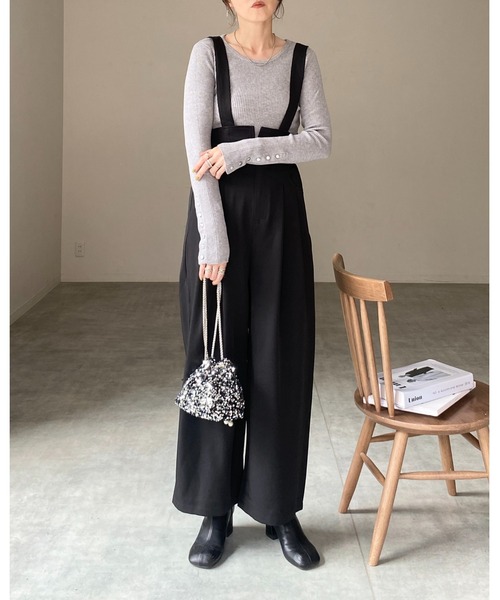 極美品 René トップス リブニット 長袖 黒 ビジュー パール 34 S 楽天市場】【全品2BUY15%OFFクーポン】ミラノリブ袖ボタンクルー