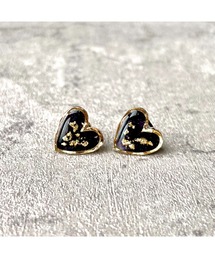 【Willija】金属アレルギー対応《葉重》花びらと金箔のハートピアス(MA)