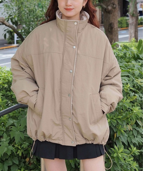 tiptop（ティップトップ）の「ナイロンスタンドカラーパディングブルゾン（ブルゾン・レディース・ブラック/アイボリー/チャコールグレー/ベージュ・FREE）」の18枚目の写真