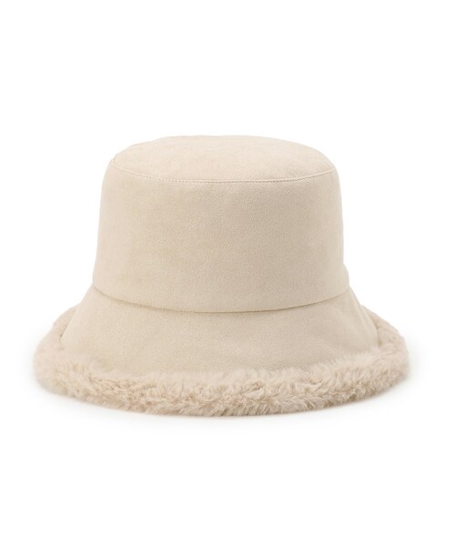 SHOO・LA・RUE(シューラルー)の「◆リバーシブルフェイクムートン×フェイクファーバケハ(ハット・レディース・ベージュ/ブラック/オフホワイト/チャコールグレー・00)」の1枚目の写真