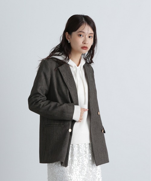 N.（N. Natural Beauty Basic）（エヌエヌナチュラルビューティーベーシック）の「ニットパーカー（パーカー・レディース・オフホワイト/グレー/ピンク・MEDIUM）」の5枚目の写真