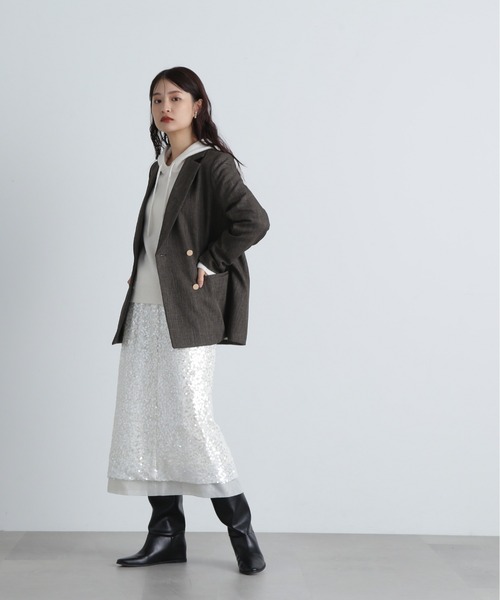 N.（N. Natural Beauty Basic）（エヌエヌナチュラルビューティーベーシック）の「ニットパーカー（パーカー・レディース・オフホワイト/グレー/ピンク・MEDIUM）」の10枚目の写真