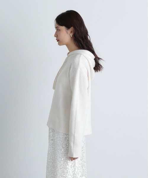 N.（N. Natural Beauty Basic）（エヌエヌナチュラルビューティーベーシック）の「ニットパーカー（パーカー・レディース・オフホワイト/グレー/ピンク・MEDIUM）」の13枚目の写真