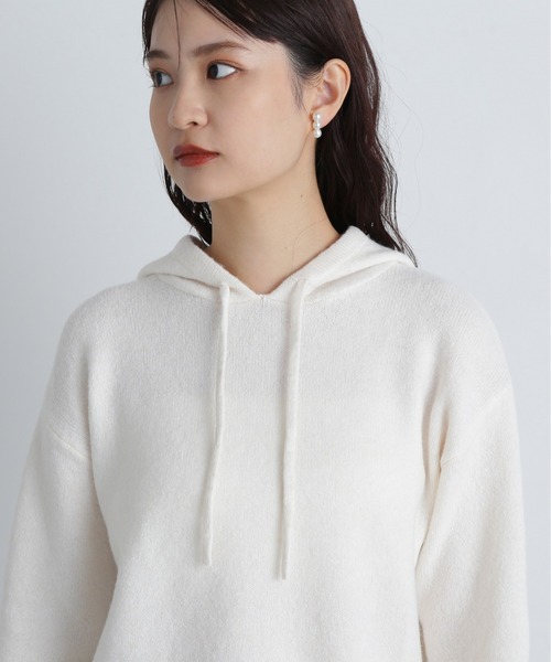 N.（N. Natural Beauty Basic）（エヌエヌナチュラルビューティーベーシック）の「ニットパーカー（パーカー・レディース・オフホワイト/グレー/ピンク・MEDIUM）」の15枚目の写真