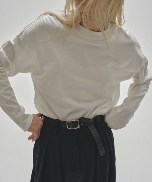 TODAYFUL(トゥデイフル)の「TODAYFUL Cottonsilk Useful Long T-shirts 12220612(Tシャツ/カットソー・レディース・ブラック/ホワイト・FREE)」の1枚目の写真
