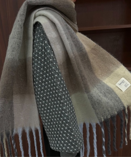 lawgy(ラウジー)の「mix color fringe muffler / ミックスカラーフリンジマフラー(マフラー・レディース・チェック/マルチ・FREE)」の5枚目の写真