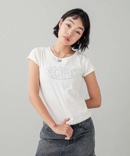 大人気 X-girl GLOBE OVAL LOGO S/S TEE ストリートコーデに◎ エックスガール X-girl GLITTER OVAL LOGO S/S BABY TEE BLUE