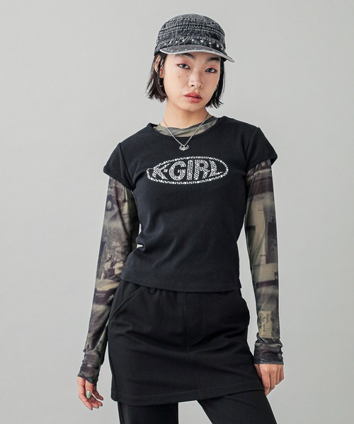 RHINESTONE OVAL LOGO S/S BABY TEE（Tシャツ/カットソー）｜X