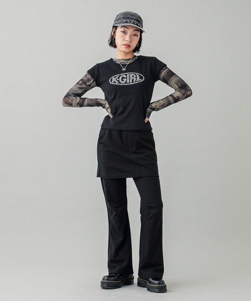 tシャツ RHINESTONE OVAL LOGO S/S BABY TEE レディース RHINESTONE OVAL LOGO S/S BABY TEE（Tシャツ/カットソー）｜X
