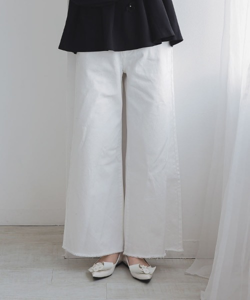 DONOBAN（ドノバン）の「撥水ワイドデニム（デニムパンツ・レディース・ホワイト/ライトブルー・M-Short/M-Regular/L-Short/L-Long/M-Long/L-Regular）」の4枚目の写真