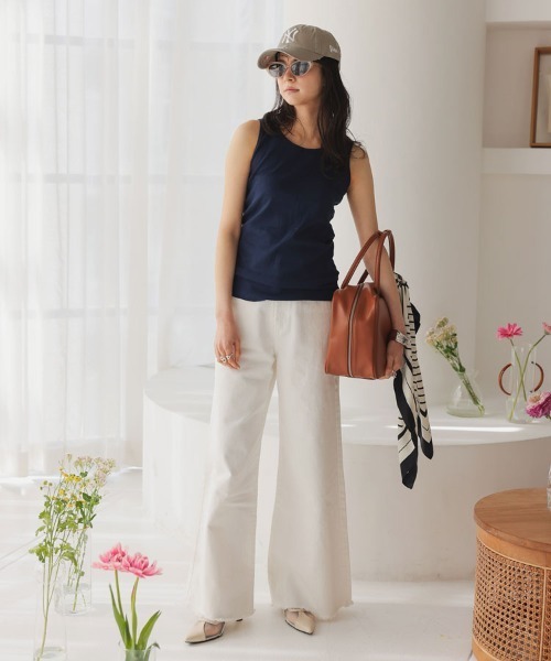 DONOBAN（ドノバン）の「撥水ワイドデニム（デニムパンツ・レディース・ホワイト/ライトブルー・M-Short/M-Regular/L-Short/L-Long/M-Long/L-Regular）」の6枚目の写真