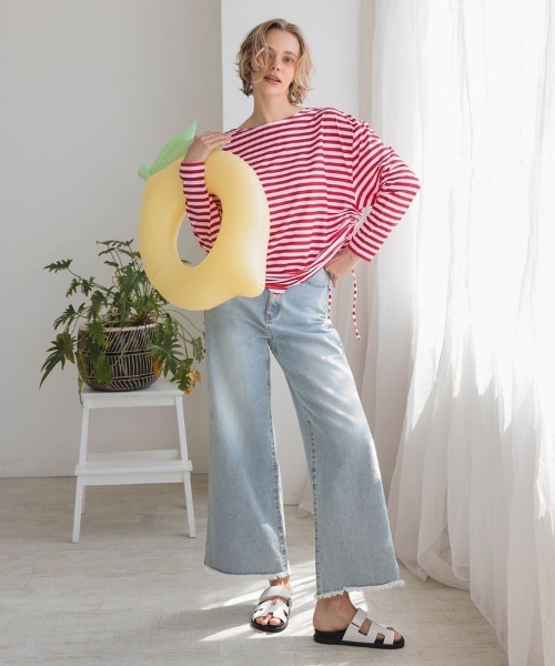 DONOBAN（ドノバン）の「撥水ワイドデニム（デニムパンツ・レディース・ホワイト/ライトブルー・M-Short/M-Regular/L-Short/L-Long/M-Long/L-Regular）」の14枚目の写真