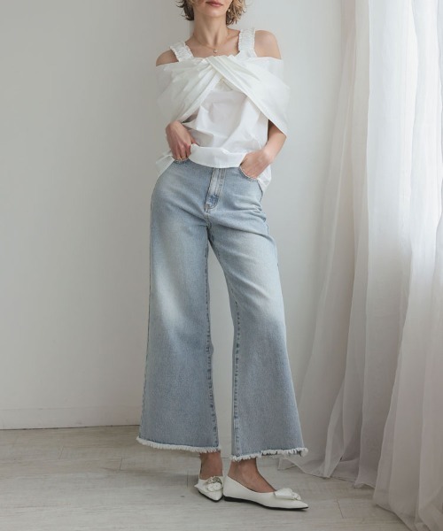 DONOBAN（ドノバン）の「撥水ワイドデニム（デニムパンツ・レディース・ホワイト/ライトブルー・M-Short/M-Regular/L-Short/L-Long/M-Long/L-Regular）」の17枚目の写真