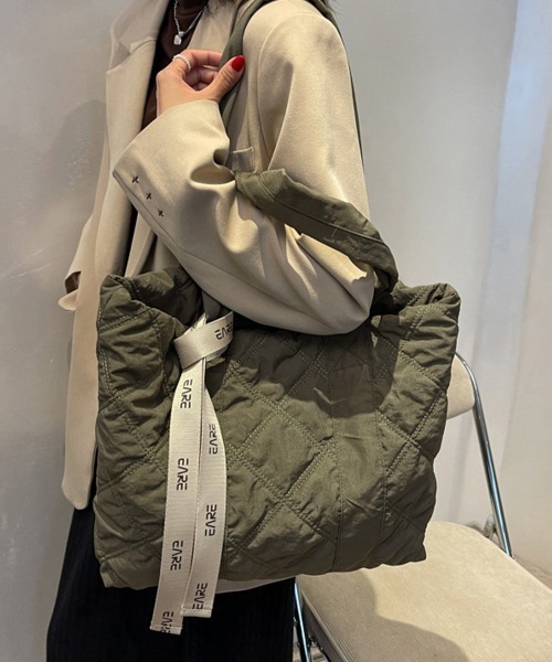 Miniministore(ミニミニストア)の「キルティングバッグ トートバッグ 大容量(トートバッグ・レディース・マスタード/オレンジ/ワインレッド/ブラック/グレー/カーキ/ベージュ・FREE)」の1枚目の写真