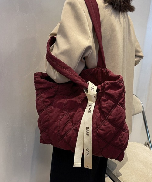 Miniministore(ミニミニストア)の「キルティングバッグ トートバッグ 大容量(トートバッグ・レディース・マスタード/オレンジ/ワインレッド/ブラック/グレー/カーキ/ベージュ・FREE)」の6枚目の写真